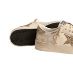 Golden Goose Stardan in ecru nappa leather with gold glitter star and heel tab(Women's)
