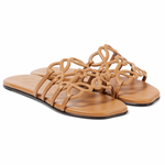 '- LOEWE Petal Anagram slide in soft calfskin Camel