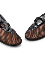 Alaïa Velvet-Effect Fishnet Ballet Flats in Black