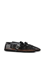 Alaïa Velvet-Effect Fishnet Ballet Flats in Black